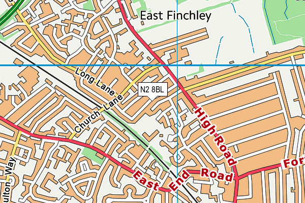 N2 8BL map - OS VectorMap District (Ordnance Survey)