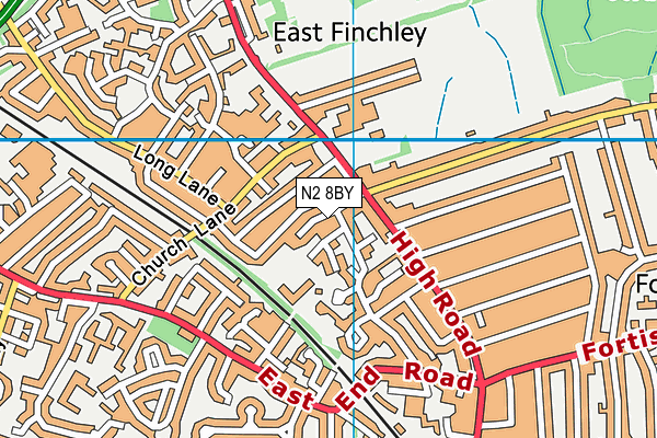 N2 8BY map - OS VectorMap District (Ordnance Survey)