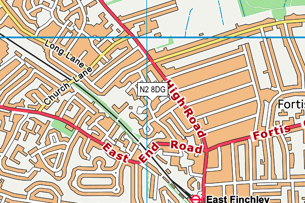 N2 8DG map - OS VectorMap District (Ordnance Survey)