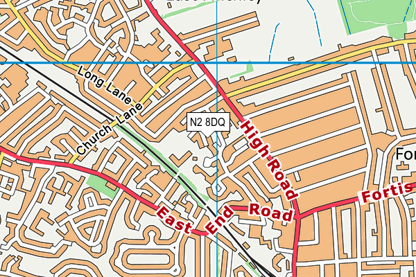 N2 8DQ map - OS VectorMap District (Ordnance Survey)