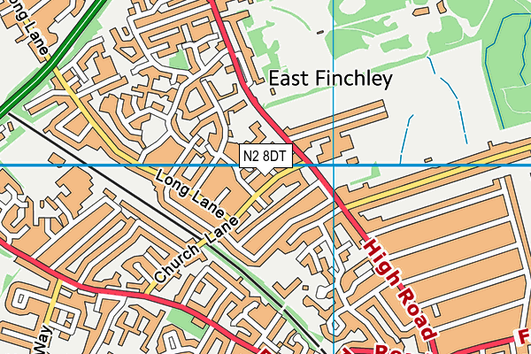 N2 8DT map - OS VectorMap District (Ordnance Survey)