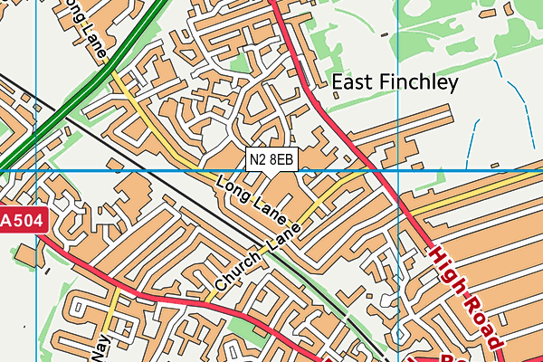 N2 8EB map - OS VectorMap District (Ordnance Survey)