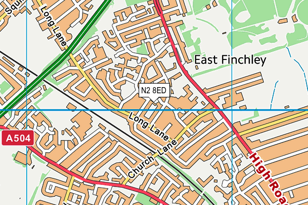 N2 8ED map - OS VectorMap District (Ordnance Survey)