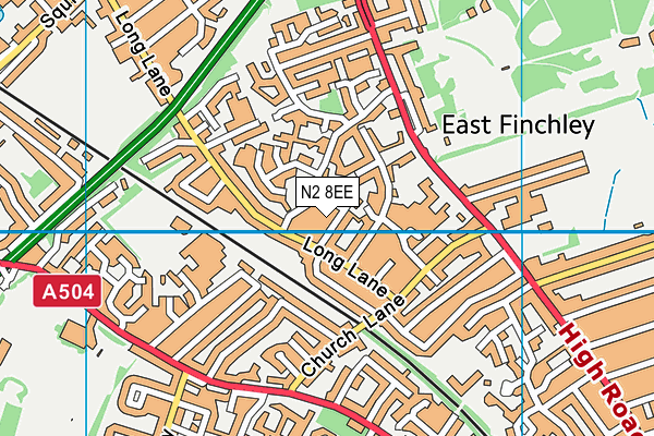 N2 8EE map - OS VectorMap District (Ordnance Survey)