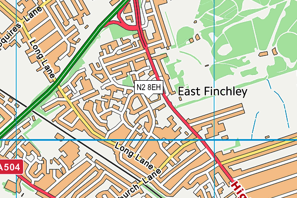 N2 8EH map - OS VectorMap District (Ordnance Survey)