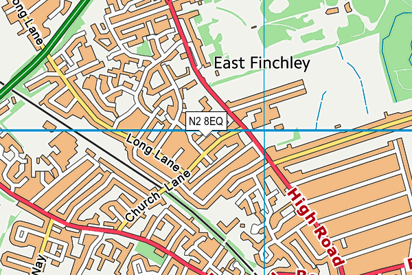 N2 8EQ map - OS VectorMap District (Ordnance Survey)