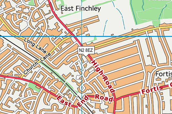 N2 8EZ map - OS VectorMap District (Ordnance Survey)