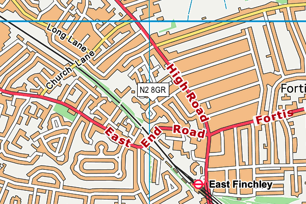 N2 8GR map - OS VectorMap District (Ordnance Survey)