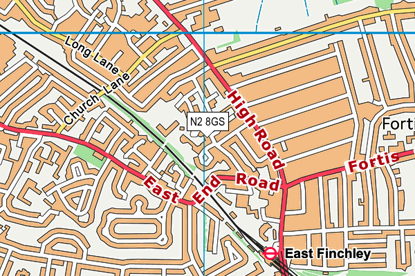 N2 8GS map - OS VectorMap District (Ordnance Survey)