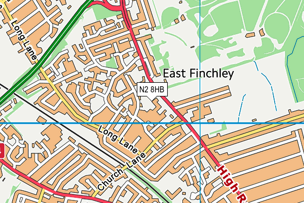 N2 8HB map - OS VectorMap District (Ordnance Survey)