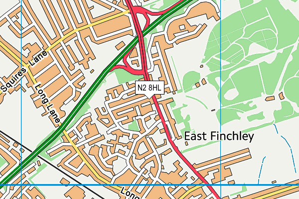 N2 8HL map - OS VectorMap District (Ordnance Survey)