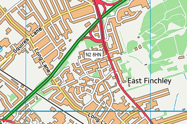 N2 8HN map - OS VectorMap District (Ordnance Survey)