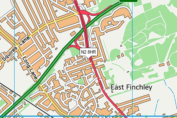 N2 8HR map - OS VectorMap District (Ordnance Survey)