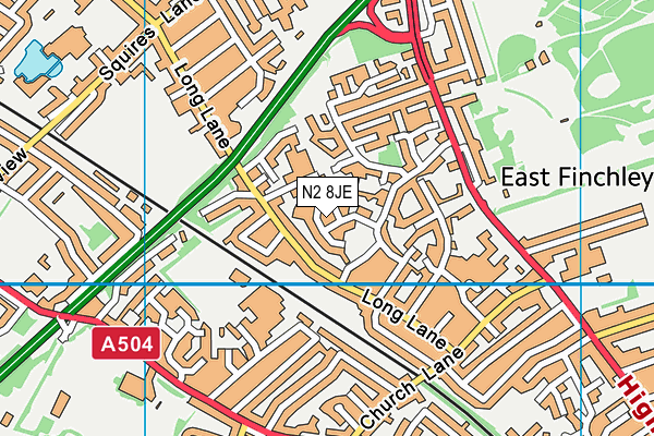 N2 8JE map - OS VectorMap District (Ordnance Survey)