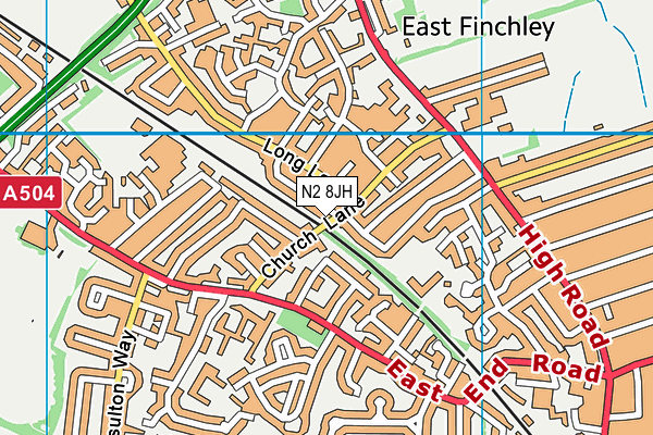 N2 8JH map - OS VectorMap District (Ordnance Survey)
