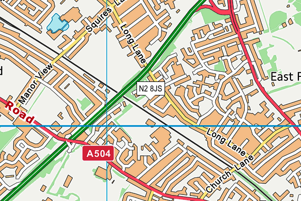 N2 8JS map - OS VectorMap District (Ordnance Survey)