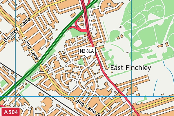 N2 8LA map - OS VectorMap District (Ordnance Survey)