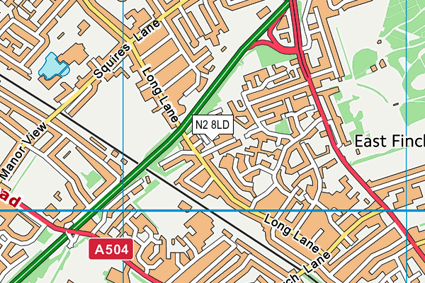 N2 8LD map - OS VectorMap District (Ordnance Survey)