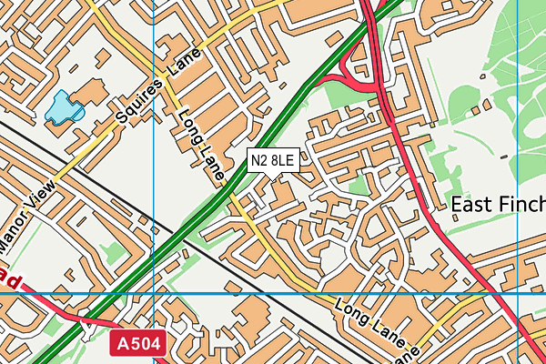 N2 8LE map - OS VectorMap District (Ordnance Survey)