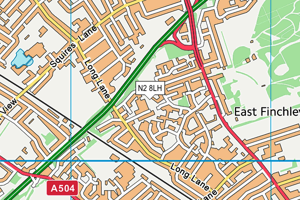 N2 8LH map - OS VectorMap District (Ordnance Survey)