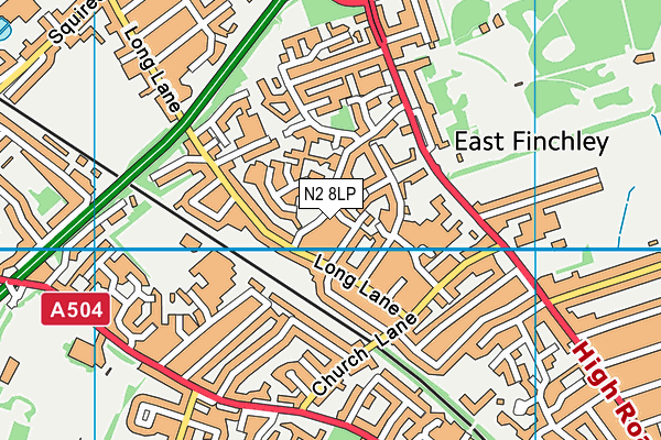 N2 8LP map - OS VectorMap District (Ordnance Survey)