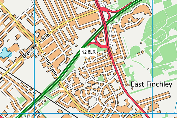 N2 8LR map - OS VectorMap District (Ordnance Survey)