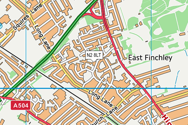 N2 8LT map - OS VectorMap District (Ordnance Survey)