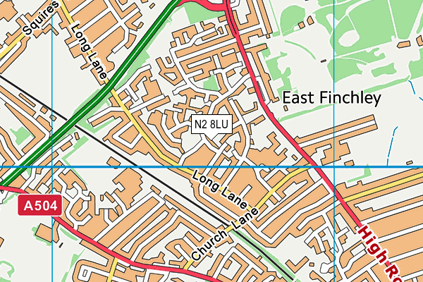 N2 8LU map - OS VectorMap District (Ordnance Survey)