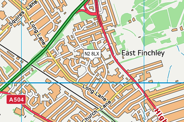 N2 8LX map - OS VectorMap District (Ordnance Survey)