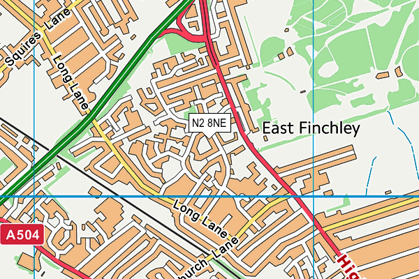 N2 8NE map - OS VectorMap District (Ordnance Survey)