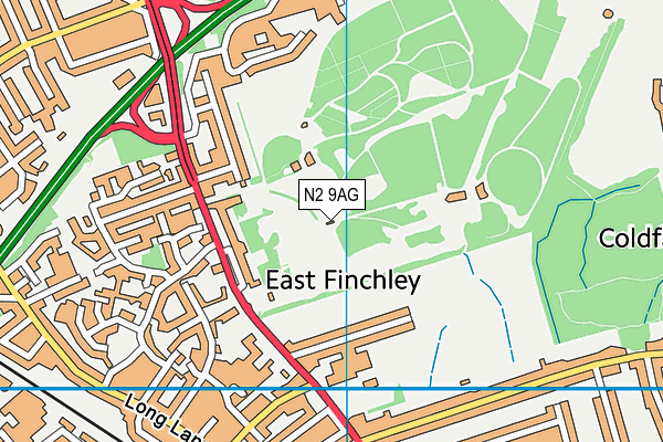 N2 9AG map - OS VectorMap District (Ordnance Survey)