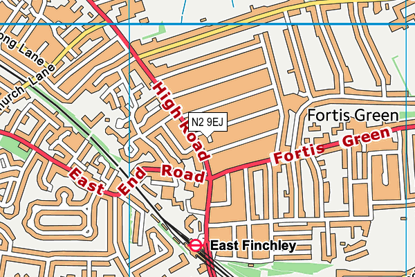 N2 9EJ map - OS VectorMap District (Ordnance Survey)