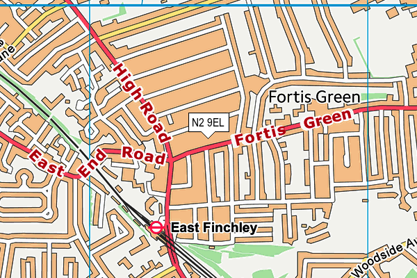 N2 9EL map - OS VectorMap District (Ordnance Survey)