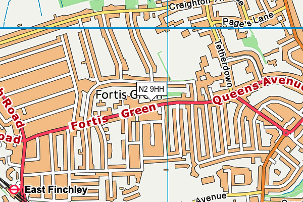 N2 9HH map - OS VectorMap District (Ordnance Survey)