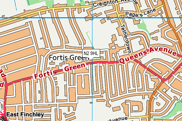 N2 9HL map - OS VectorMap District (Ordnance Survey)