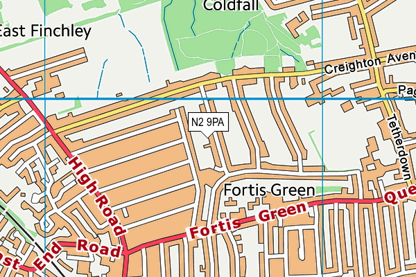 N2 9PA map - OS VectorMap District (Ordnance Survey)