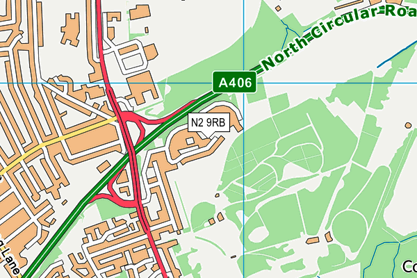 N2 9RB map - OS VectorMap District (Ordnance Survey)
