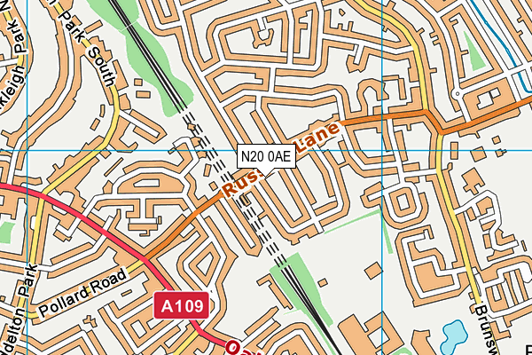 N20 0AE map - OS VectorMap District (Ordnance Survey)