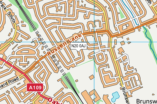 N20 0AJ map - OS VectorMap District (Ordnance Survey)