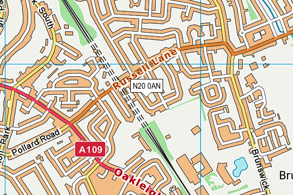 N20 0AN map - OS VectorMap District (Ordnance Survey)