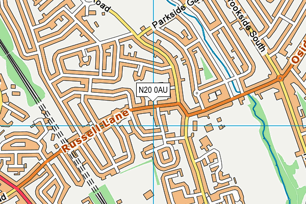 N20 0AU map - OS VectorMap District (Ordnance Survey)