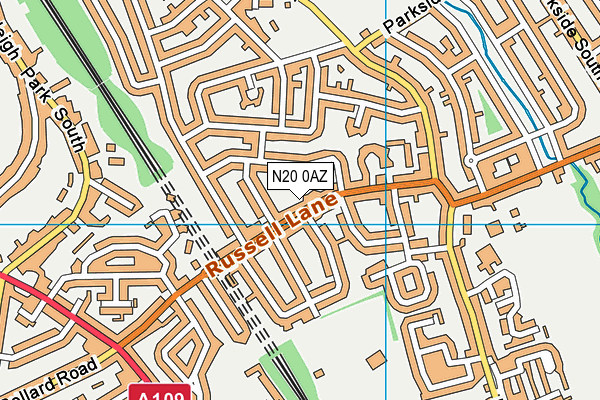 N20 0AZ map - OS VectorMap District (Ordnance Survey)