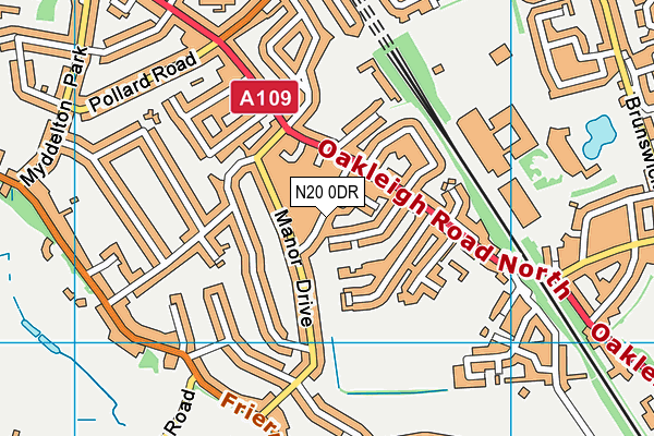 N20 0DR map - OS VectorMap District (Ordnance Survey)