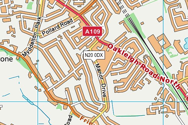 N20 0DX map - OS VectorMap District (Ordnance Survey)