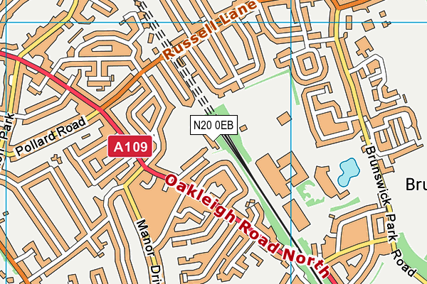 N20 0EB map - OS VectorMap District (Ordnance Survey)