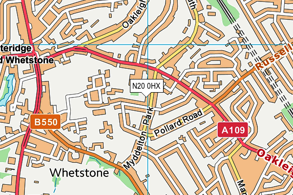N20 0HX map - OS VectorMap District (Ordnance Survey)