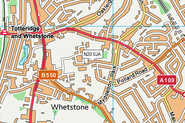 N20 0JA map - OS VectorMap District (Ordnance Survey)