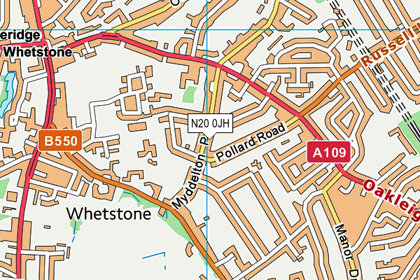N20 0JH map - OS VectorMap District (Ordnance Survey)