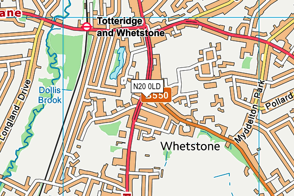 N20 0LD map - OS VectorMap District (Ordnance Survey)