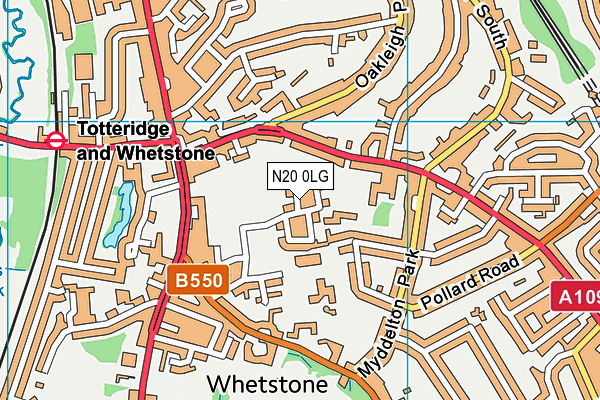 N20 0LG map - OS VectorMap District (Ordnance Survey)